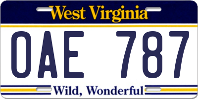 WV license plate OAE787
