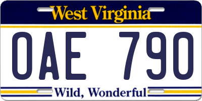 WV license plate OAE790