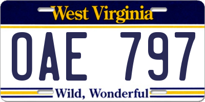WV license plate OAE797