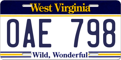 WV license plate OAE798