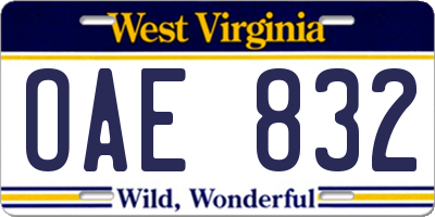 WV license plate OAE832