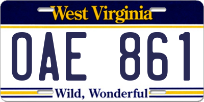 WV license plate OAE861