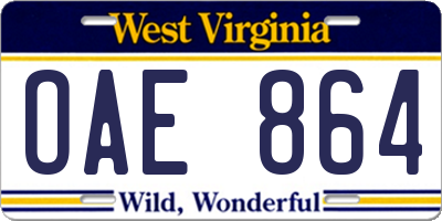 WV license plate OAE864