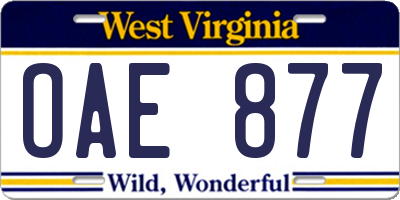 WV license plate OAE877
