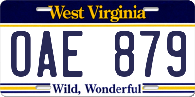 WV license plate OAE879