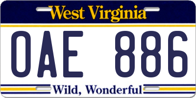 WV license plate OAE886