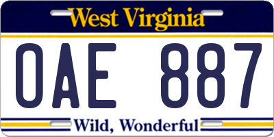 WV license plate OAE887