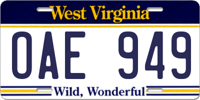 WV license plate OAE949