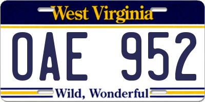 WV license plate OAE952