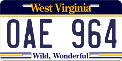 WV license plate OAE964