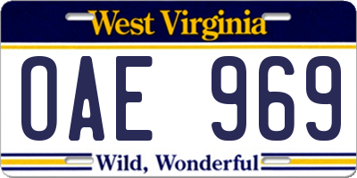 WV license plate OAE969