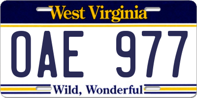 WV license plate OAE977