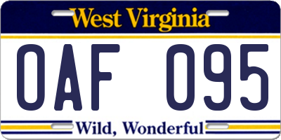 WV license plate OAF095