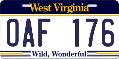 WV license plate OAF176