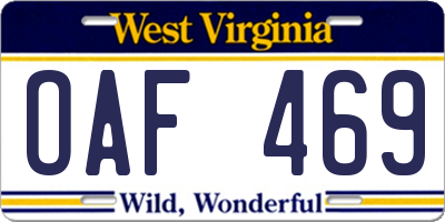 WV license plate OAF469