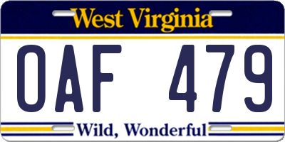 WV license plate OAF479