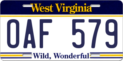 WV license plate OAF579