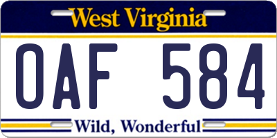WV license plate OAF584