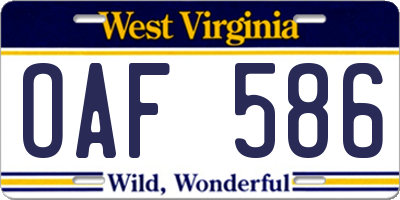 WV license plate OAF586