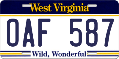 WV license plate OAF587