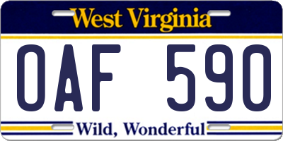 WV license plate OAF590