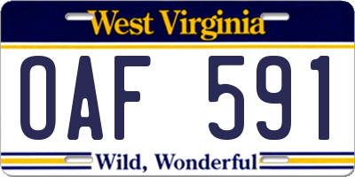 WV license plate OAF591