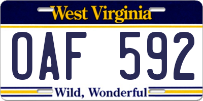 WV license plate OAF592