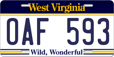 WV license plate OAF593