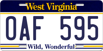 WV license plate OAF595