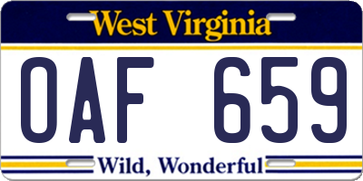 WV license plate OAF659