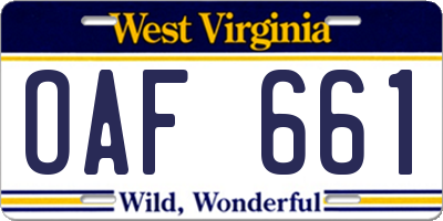 WV license plate OAF661