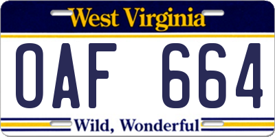 WV license plate OAF664