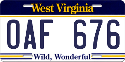 WV license plate OAF676