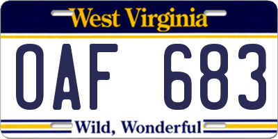 WV license plate OAF683