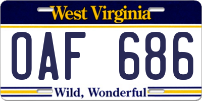 WV license plate OAF686