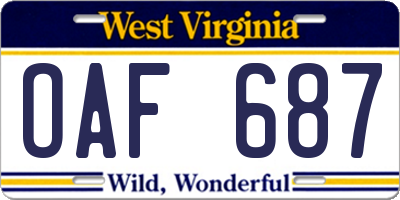 WV license plate OAF687