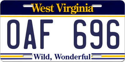 WV license plate OAF696