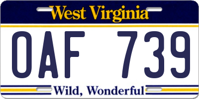 WV license plate OAF739