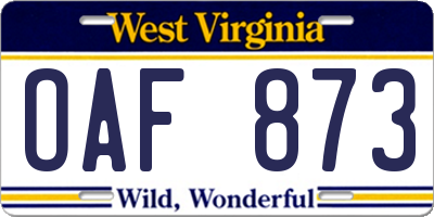 WV license plate OAF873