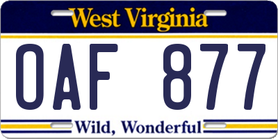 WV license plate OAF877