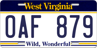 WV license plate OAF879