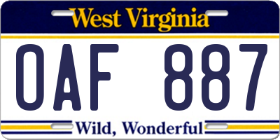 WV license plate OAF887