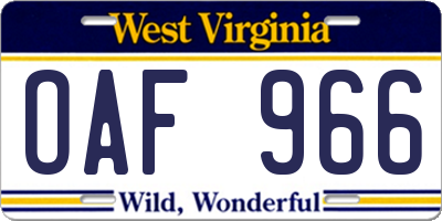 WV license plate OAF966
