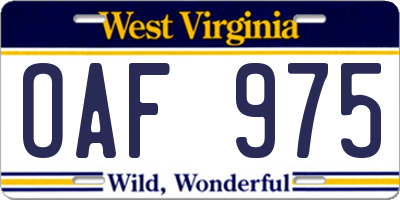 WV license plate OAF975
