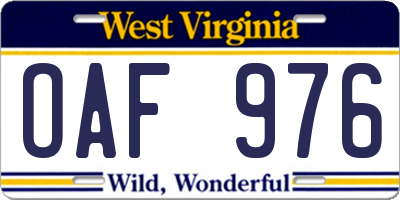 WV license plate OAF976