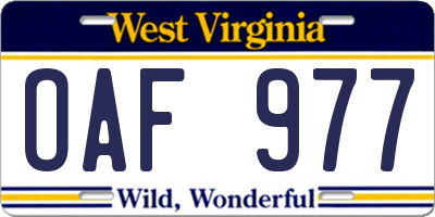 WV license plate OAF977