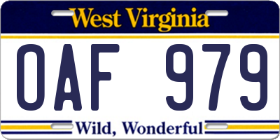 WV license plate OAF979