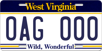 WV license plate OAG000