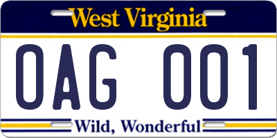 WV license plate OAG001