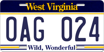 WV license plate OAG024